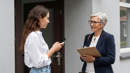 woman applying for apartment requesting renters insurance quote generated with Z-Image